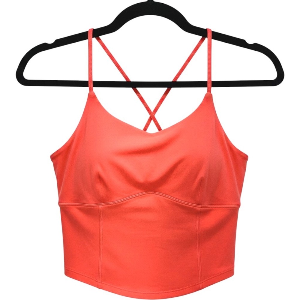 Red Orange Corset Camisole Crop Top Sz S Y2K Strappy Backless Tomato Girl Tank